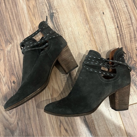 Frye Naomi Pickstitch Suede Gray Women’s Shootie Ankle Boots Booties - Picture 9 of 11